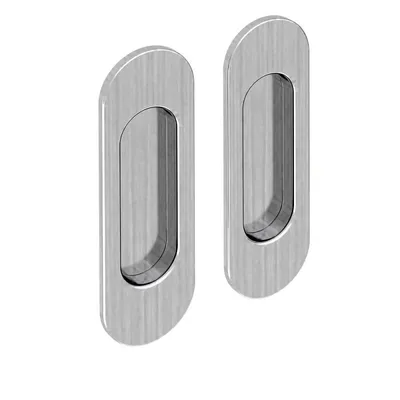 Produktbild von Griffmulden Set für Schiebetüren, oval, Nickel gebürstet, für Durchgangstüren, Zimmertüren, Schranktüren