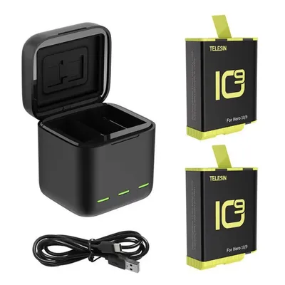 Image de TELESIN Hero 11/10/9 batterie (2x1750mAh) (1 chargeur + 2 batteries)