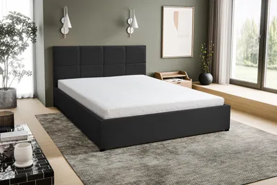 Produktbild von VENASI BETTY Polsterbett 180x200 Doppelbett mit Bettkasten und Lattenrost SCHWARZ