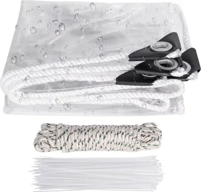 Image de Bâche de couverture en PVC transparent - Imperméable - Avec œillets - Résistant aux intempéries - Bâche pour meubles de jardin ou véranda - 200x500cm