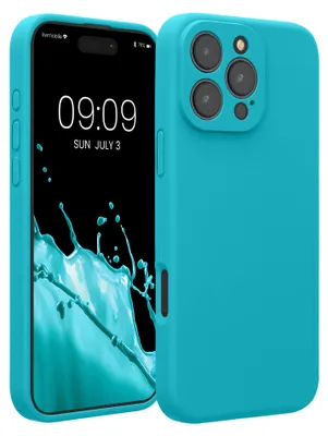 Produktbild von kwmobile Handyhülle für Apple iPhone 16 Pro Max Hülle - gummierte Handy Silikon Case für iPhone 16 Pro Max - Schutzhülle Cover - Cool Glacier