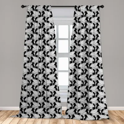 Immagine prodotto di Abakuhaus, tende per finestre, fiori di Aster monocromatici, set da 2 pannelli, 150 x 225 cm