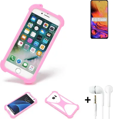 Produktbild von K-S-Trade Bumper + Kopfhörer kompatibel mit ZTE Axon 30 Pro Handy Hülle Schutzhülle Silikon Schutz Hülle Cover Case Silikoncase Silikonbumper TPU