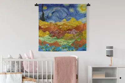 Produktbild von MuchoWow® Wandteppich Wandbehang Van Gogh - Sternennacht - Alte Meister 90x90 cm Tapisserie Dekoration Wandtuch - Wandaufhänger