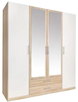Produktbild von Kleiderschrank Cliff Drehtürenschrank Ausführung wählbarEiche Sägerau / weiß