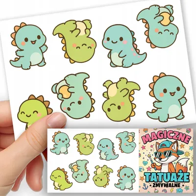 Image de TATOUAGES EPHEMERES POUR ENFANTS - Motifs DINO Dinosaure - 8 pcs