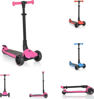 Produktbild von Byox Kinderroller Bolt 3 Räder, höhenverstellbar, klappbar, PolyurethanRäder, ABEC-9 rosa
