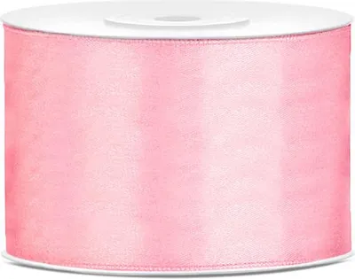 Zdjęcie produktu dla Tasiemka satynowa, wstążka jasno różowa 50mm/25m
