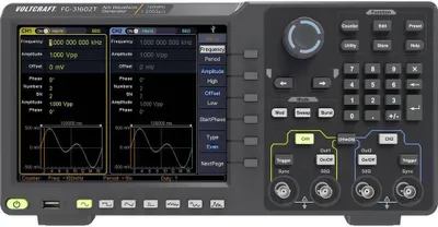 Produktbild von VOLTCRAFT FG-31602T Funktionsgenerator netzbetrieben 1 µHz - 160 MHz 2-Kanal Arbiträr, Rauschen, Puls, Rechteck, Sinus,