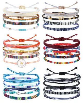 Immagine prodotto di Elzusha - Set di 24 braccialetti boho all'uncinetto per donna - Braccialetti dell'amicizia