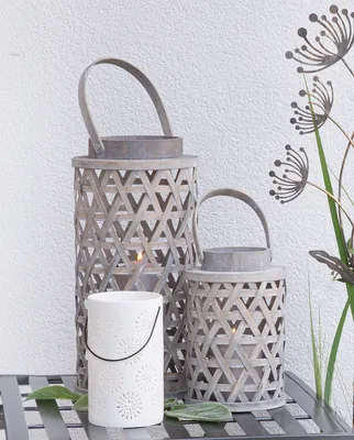 Produktbild von Gilde Windlicht, zylindrisch, "Aluja", Bambus, grau, VE 2, H. 39 cm, D. 19 cm Höhe: 39.00 cm Durchmesser: 19.00 cm 52740