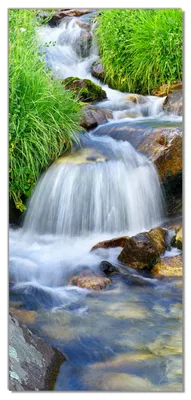 Produktbild von Wallario selbstklebende Türtapete 93 x 205 cm - Kleiner Bach über Steine - Abwischbar, rückstandsfrei zu entfernen