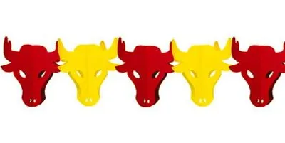 Produktbild von Girlande Stierköpfe Serie Stier 3m lang rot gelb schwer entflammbar