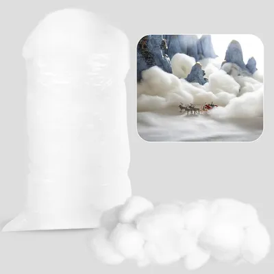 Image de Décoration neigeuse pour Noël, 150g, douce et moelleuse, idéale pour le sapin de Noël, les villages de Noël miniatures et les nappes d'hiver