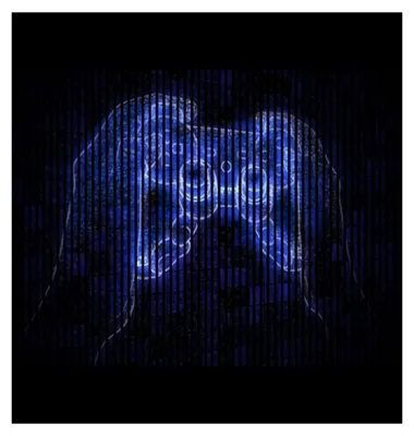 Produktbild von Akustikpaneele mit Digitaldruck Control02 19 x 2253 x 2400 mm Konsole Gaming Controller MDF PET-Fasern Wandpaneele Schwarz Blau 4 Einzelplatten