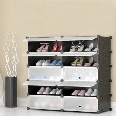 Produktbild von Schuhschrank mit 10 Fächern,Schuhregal groß, Steckregal Kunststoff, DIY 90x36x87cm