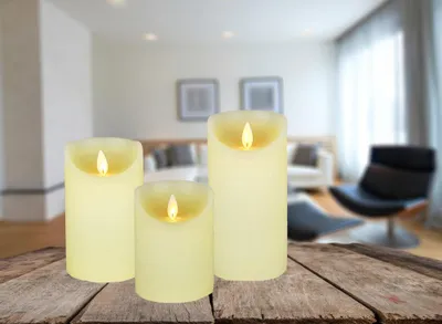 Obrázok produktu pre LED sviečka z pravého vosku vosková sviečka stĺpová sviečka s časovačom bez plameňa slonová kosť