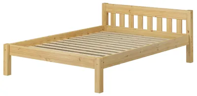 Produktbild von Doppelbett Ehebett Kiefer natur Massivholz 160x200 Bettgestell Zubehör wählbar V-60.38-16Rollrost inkl.