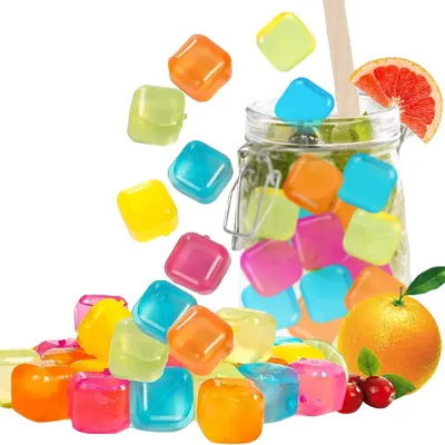 Produktbild von Wiederverwendbare Eiswürfel 60 Stück, Kühlwürfel aus Kunststoff BPA-frei, kein Verwässern von Getränken, ideal für Cocktails, Whisky, Party & Sommer