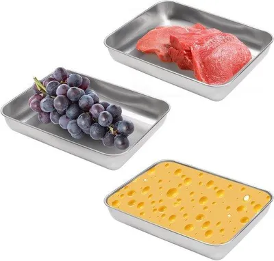Zdjęcie produktu dla Zestaw 3 miseczek do serwowania, 23 x 20 x 5 cm, do lodówki, na owoce, mięso, ryby