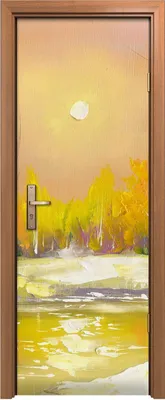 Produktbild von Türposter 70x200 cm Türaufkleber Türtapete Türfolie Klebefolie Sonnenuntergang See Winter Wald Fluss