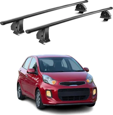 Image de Barres de toit transversales acier pour Kia Picanto II 2011-2017 Noir 2Pcs