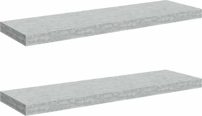 Produktbild von vidaXL Schweberegale 2 Stk. Betongrau 80x23,5x3,8 cm MDF