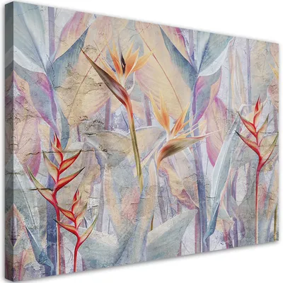 Produktbild von Leinwandbild Pastellfarbene Pflanzen Blumen 60x40 Feeby Bunt bild für die wand bereit zum aufhängen