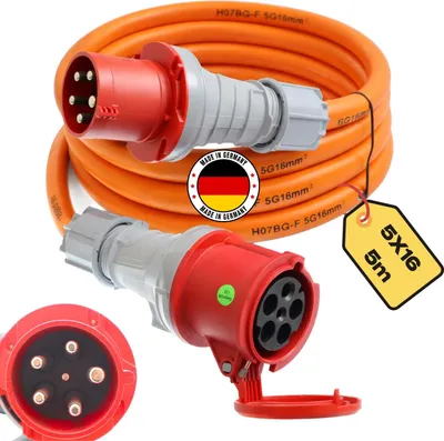 Produktbild von CEE Verlängerungskabel H07BQ-F Pur Leitung 5g16 5x16 mm² 63A Außenbereich IP44 5-50m, Größe:5G16/ 5m