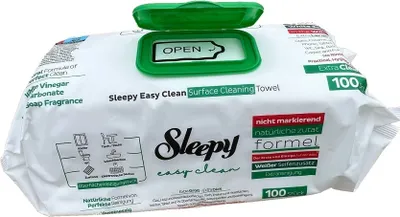 Produktbild von Sleepy Easy Clean Oberflächenreinigungstücher 6er Pack 6x100 (600 Stück) Putztücher mit grün Deckel
