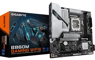 Produktbild von GIGABYTE B860M GAMING WIFI6 Mainboard - Intel Core Ultra Series CPUs, 8+1+2 Phases VRM, bis zu 9066MHz DDR5, 1xPCIe 5.0 + 1xPCIe 4.0 M.2, 2.5GbE LAN, WIFI 6, USB 3.2 Gen 1, Intel, LGA 1851 (Socket V1), Intel Core Ultra (Serie 1), Intel Core Ultra (Series 2), LGA 1851, DDR5-SDRAM, 128 GB