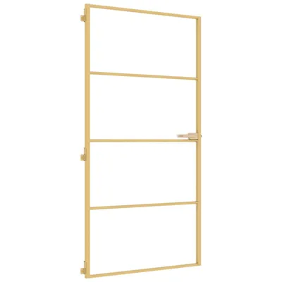 Zdjęcie produktu dla vidaXL Drzwi wewnętrzne Slim Golden 102,5x201,5 cm szkło hartowane i aluminium