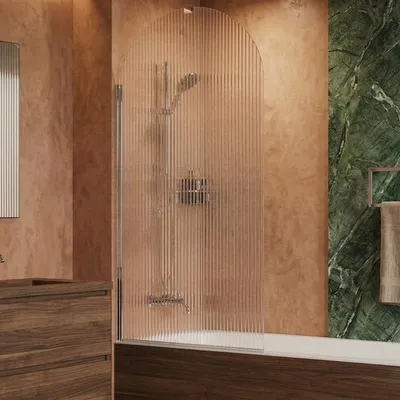 Image de Pare-baignoire flûté – 80 x 140 cm – Chrome – LIVIA