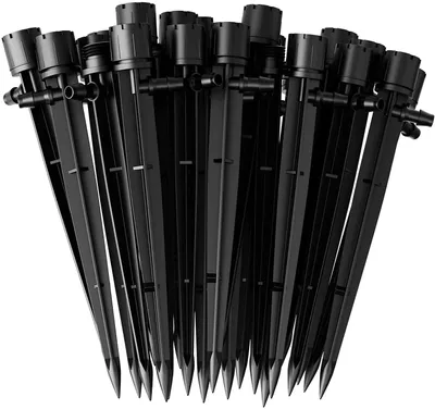 Image de 60 goutteurs d'irrigation, 8 orifices, réglables, à 360 degrés, pour tuyaux de jardin de 4 mm/7 mm