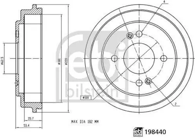 Produktbild von 2x FEBI BILSTEIN Bremstrommel Hinten links Hinten rechts 198440