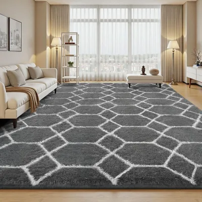 Obrázek produktu pro Šagový koberec, šedá barva, rozměry 240 x 340 cm, lze prát, obdélníkový tvar