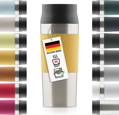 Produktbild von Blumtal Thermobecher Classic aus Edelstahl 350ml - auslaufsicher Kaffeebecher to go, Isolierbecher hält 4h heiß/ 8h kalt, 360° Trinköffnung, Easy Quick-Press-Verschluss, Spicy Mustard - Gelb