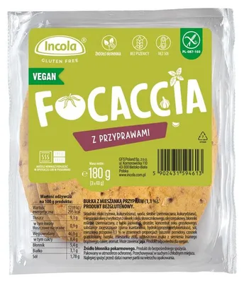 BUŁKI FOCACCIA Z PRZYPRAWAMI BEZGLUTENOWE (3 szt.) 180 g - INCOLA