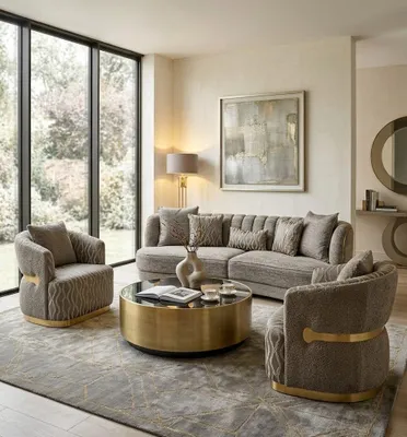 Image de Ensemble de salon confortable avec 4, 1 et 1 place, idéal pour créer une ambiance chaleureuse