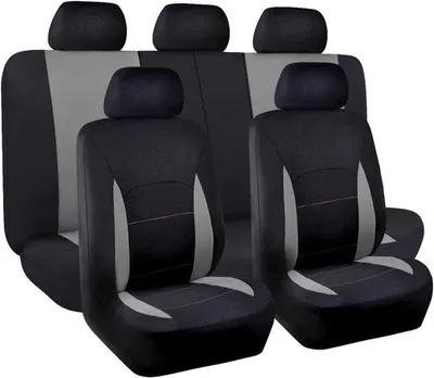 Obrázok produktu pre Poťahy na autosedačky, kompatibilné s airbagmi, kompletné, čierno-šedé, látkové