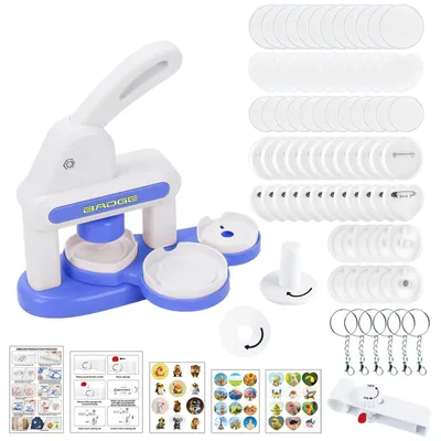 Button-Maschine 55/35 mm DIY Maker mit 36 Teilen Blau