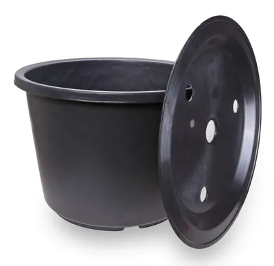 Produktbild von CLGarden ø 45cm 30 Liter PE Springbrunnenbecken rund mit GFK Deckel Becken Set Brunnenbecken klein für Gartenbrunnen Garten Springbrunnen Quellstein