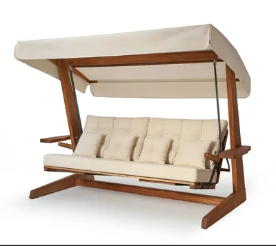 Produktbild von Westmann Hollywoodská houpačka ze dřeva Iroko Luna 2600 Beige 139x260x195 cm
