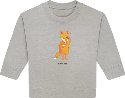 Produktbild von Mr. & Mrs. Panda Organic Baby Pullover Fuchs Lord 6. - 12. Monat - Heather Grey - Geschenk, Spruch Lustig, Schick, Cocktail, Neugierig, Bullover, Füchse, Motivation
