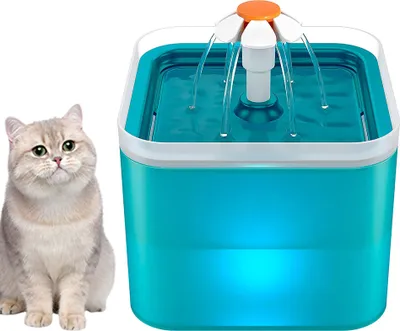 Produktbild von Katzenbrunnen, Automatische Trinkbrunnen für Katze und Hunde, Ultraleiser Wasserbrunnen mit Aktivkohlefilter und Wasserpumpe, 2 L, Blau
