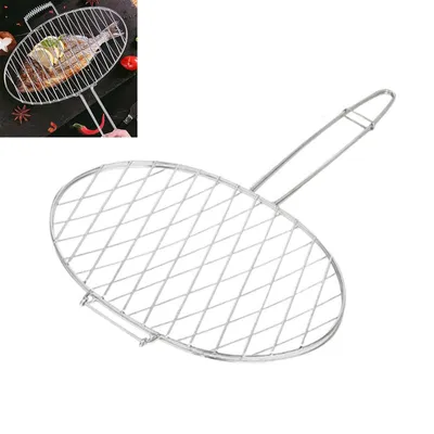Produktbild von Grillkorb aus Edelstahl, Grillzubehör für Gemüse, Fisch, Parkpicknicks und Outdoor-Kochen,35*28.5cm