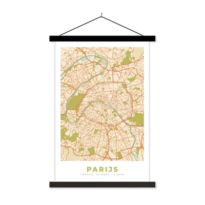 Produktbild von MuchoWow® Textilposter Karte - Paris - Stadtplan - Vintage 60x90 cm mit schwarzem Rahmen - Poster Wohnzimmer