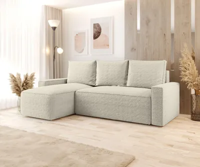 Produktbild von BEDANTE ECKSOFA mit Schlaffunktion SAVIO Quelle 03 Beige Links L-Form Sofa mit Stauraum Bettkasten Wohnzimmersofa Couch Sofa Bettsofa Bettkasten Bettcouch