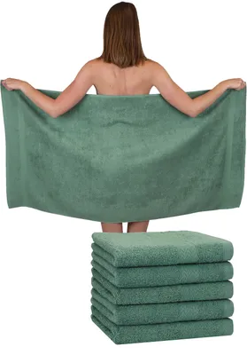 Produktbild von Betz 6 Stück Duschtücher 70 x 140 cm PREMIUM 100% Baumwolle Liegetuch Strandtuch Farbe: tannengrün