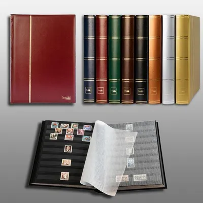 Produktbild von Prophila Collection Leuchtturm 60 schwarze Seiten Briefmarkenalbum Einsteckbuch gepolstert Bordeaux Einband